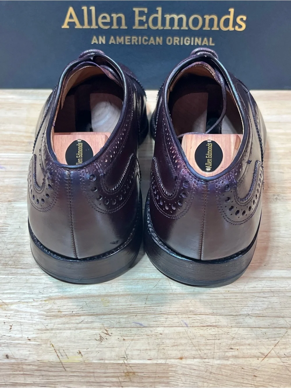 Allen Edmonds Strand Rutland Cap Toe Oxfords Custom #8 Burgundy Dye Sz 12D 🇺🇸
